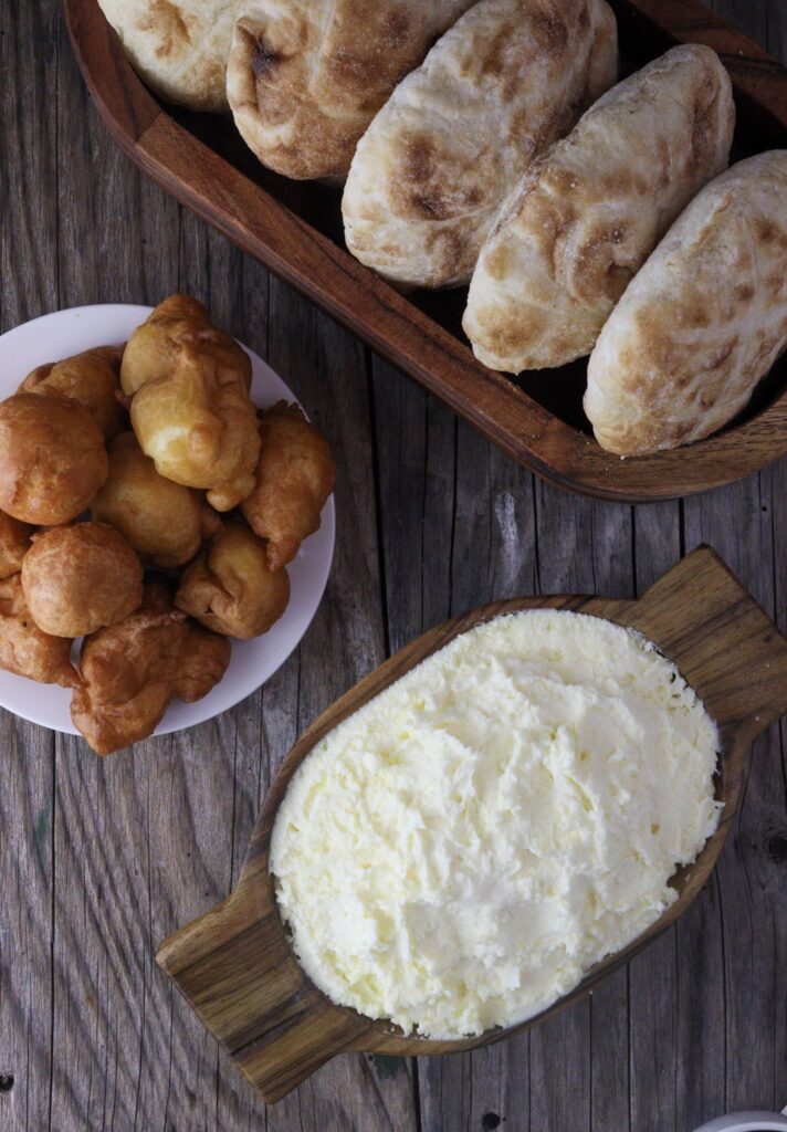 homemade kajmak served with fresh lepinje and ustipci