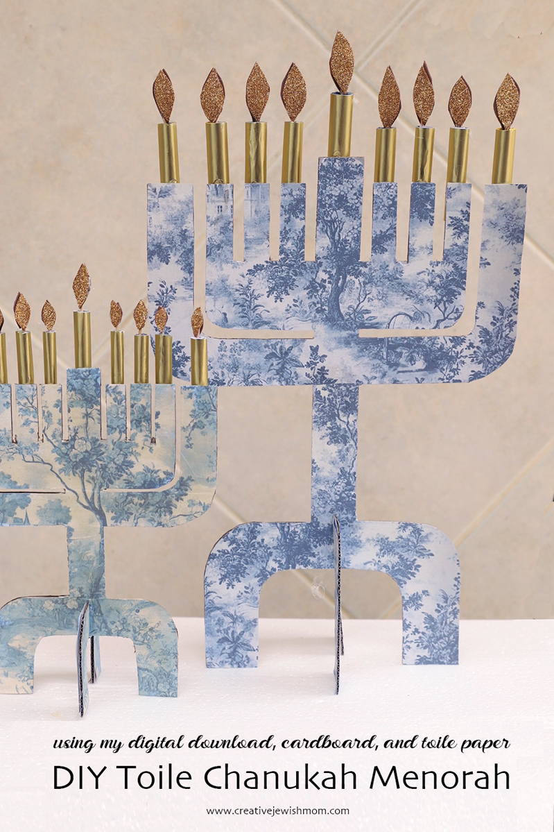 How To Make An Elegant Toile Chanukah Menorah From Cardboard