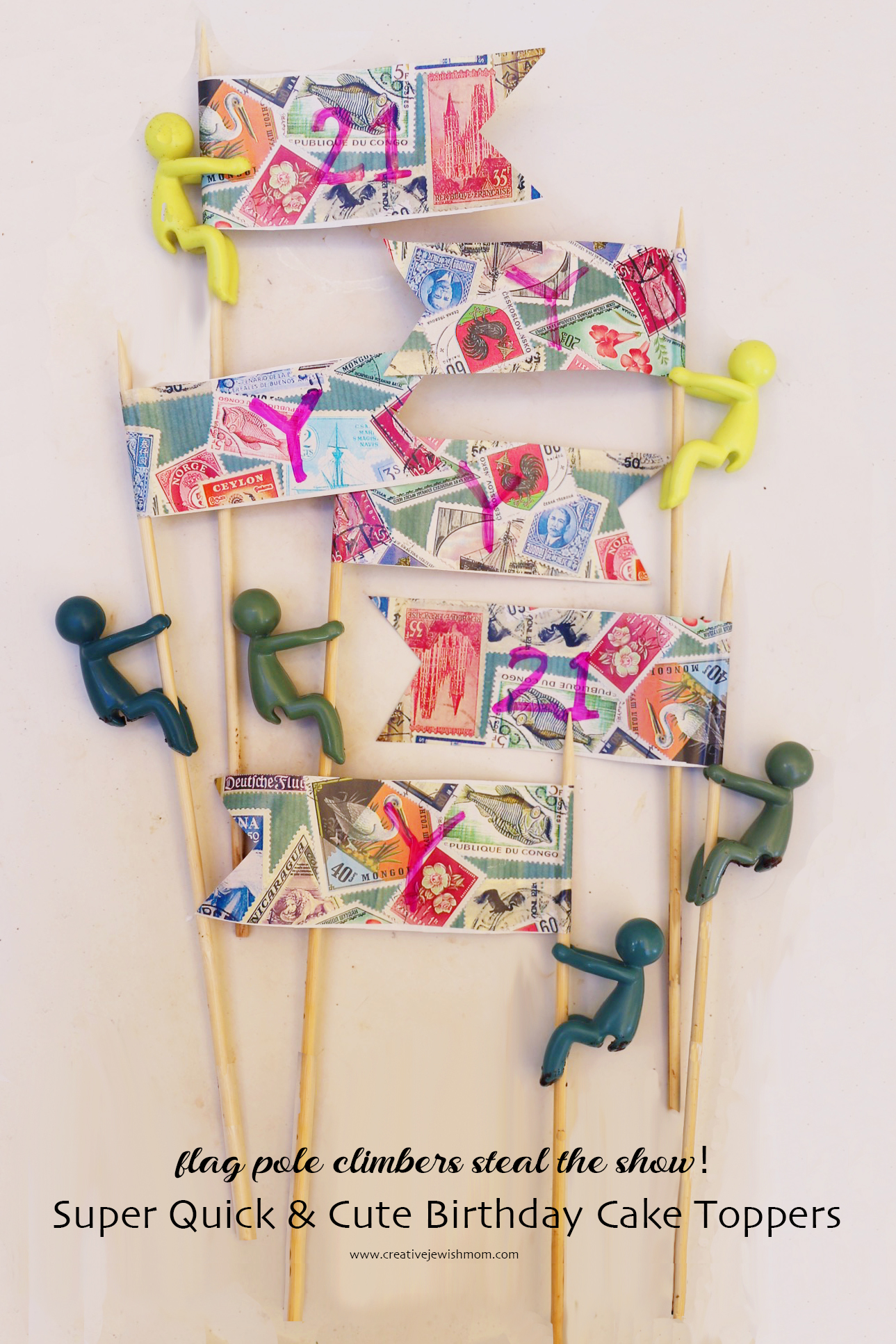 How To Make Quick  Flag Pole Birthday Cake Toppers