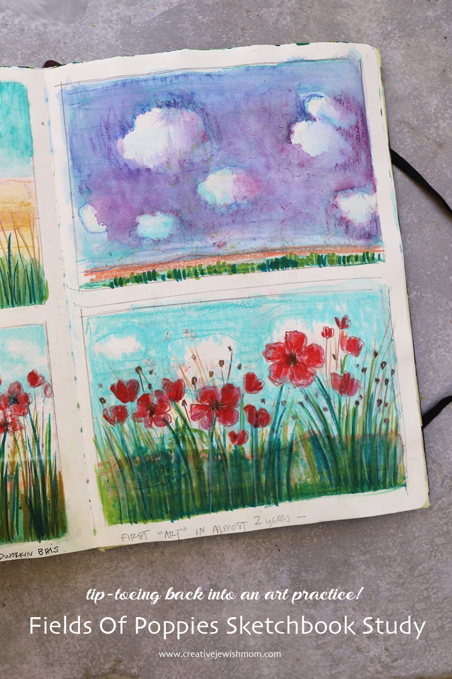 How To Draw Colorful Poppy Field Sketches In Your Art Journal