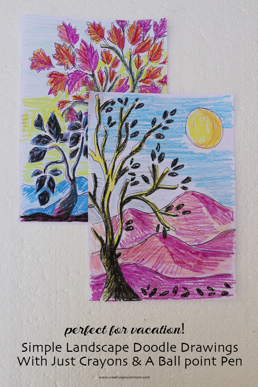 How To Make Doodle Landscapes With Just Crayons And A Ballpoint Pen