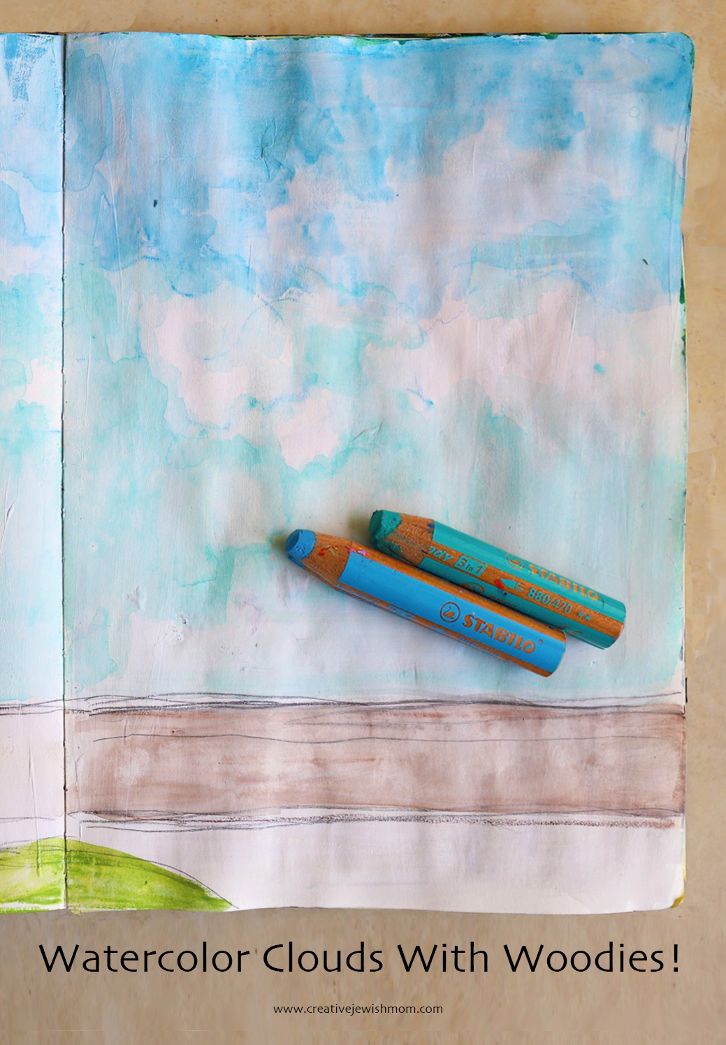 How To Sketch Watercolor Clouds With Water Soluble Pencils
