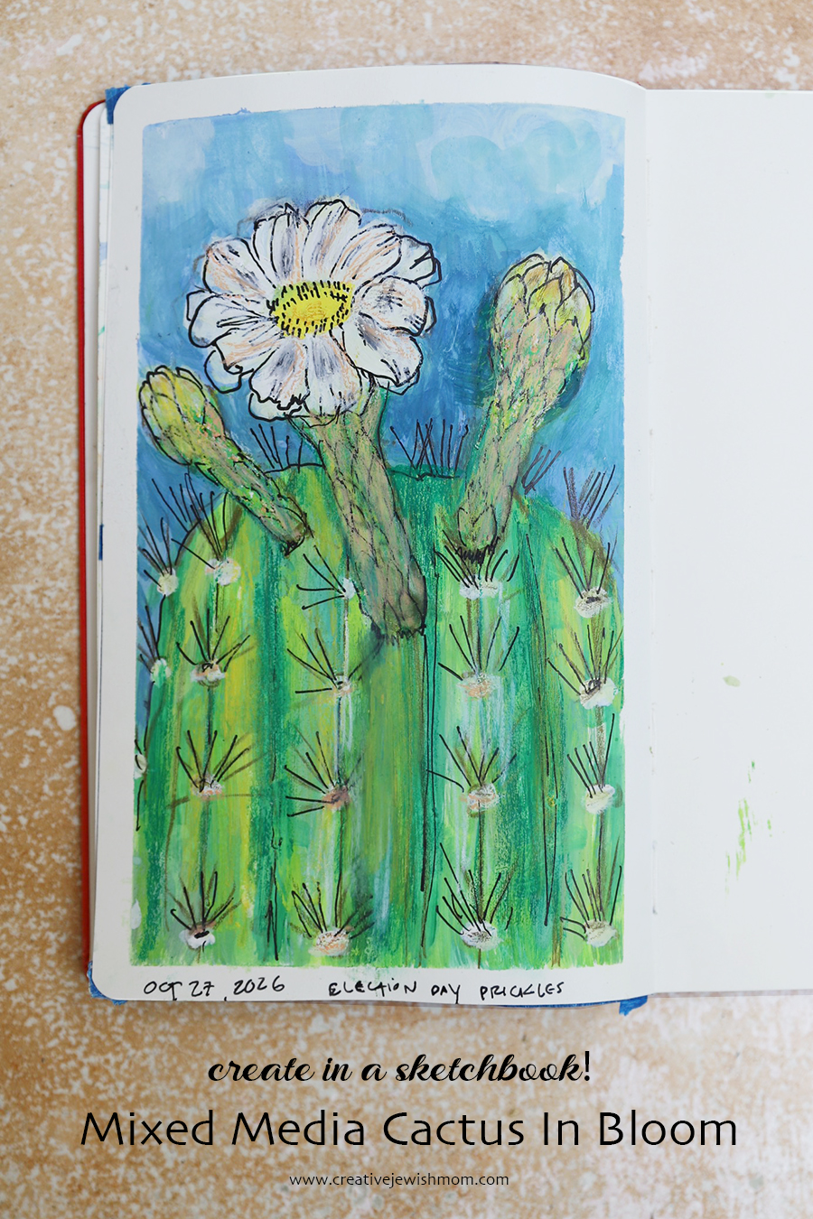 How To Create A Mixed Media Cactus In Bloom